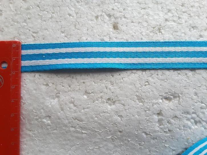 galon épais coton 21 mm bleu turquoise et blanc G2125T, Hobby & Loisirs créatifs, Couture & Fournitures, Neuf, Enlèvement ou Envoi