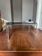 Table basse tubulaire chromé vintage Bauhaus avec verre fumé, Enlèvement