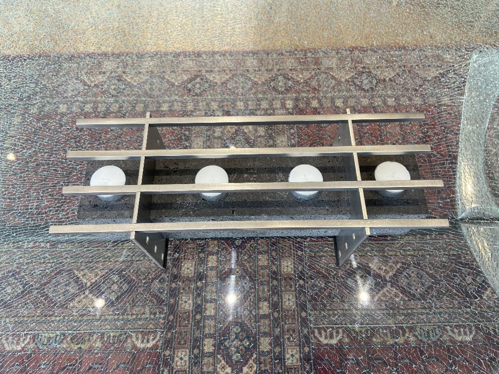 Design-voedselverwarmer in steen en metaal, Huis en Inrichting, Keuken | Keukenbenodigdheden, Gebruikt, Steen/keramiek, Grijs