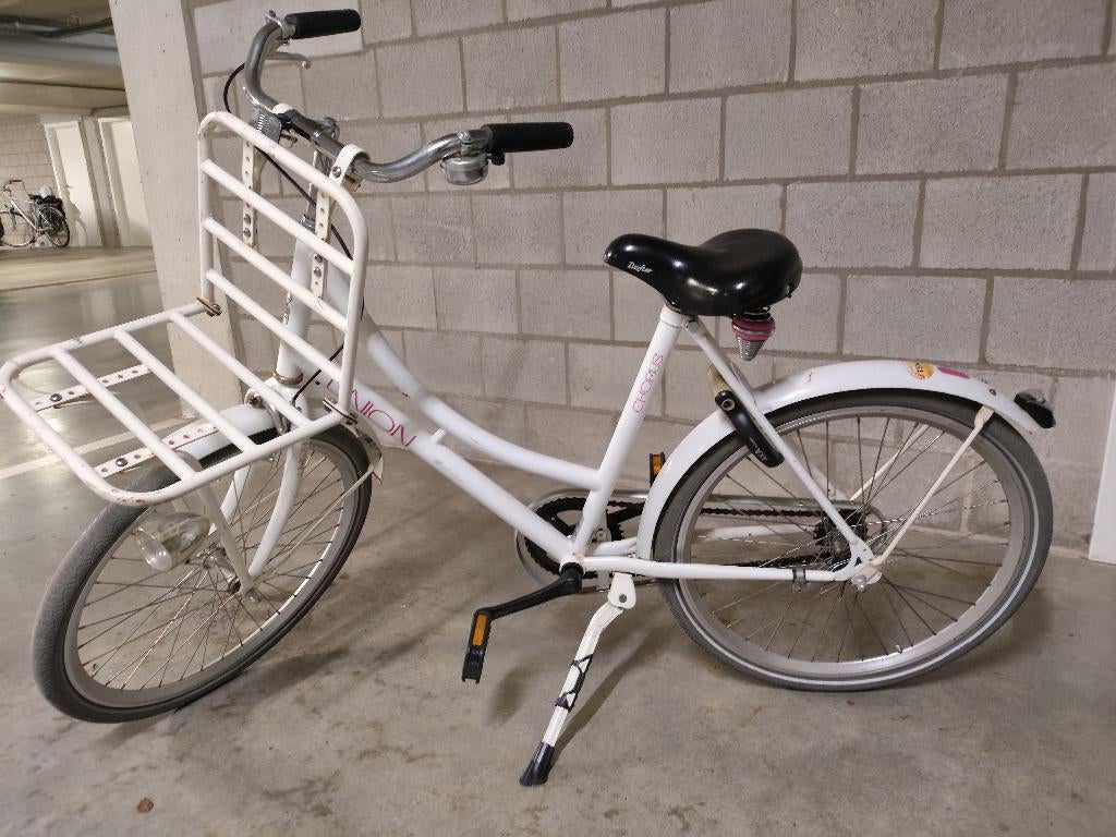 Witte meisjesfiets merk Union, Ophalen, Gebruikt, Union Holland, Handrem