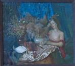 J. REENAT / CABARETDANSERES / OLIEVERF DOEK / 58x65cm KADER, Ophalen of Verzenden