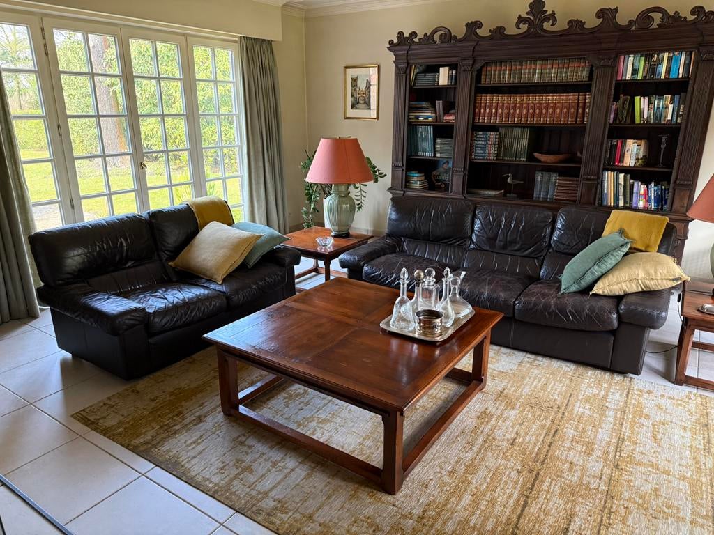 2-delig lederen salon, Ophalen, Gebruikt, Leer