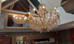 Grote vergulde luster (doorsnede +/- 1m20), Huis en Inrichting, Lampen | Kroonluchters, Ophalen, Glas