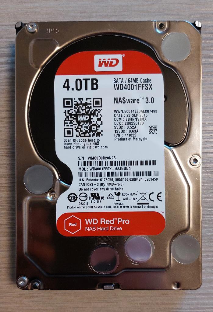 WESTERN DIGITAL - Red Pro 4TB – WD4001FFSX – 7200rpm – CMR, Informatique & Logiciels, Disques durs, Comme neuf, Serveur, Interne