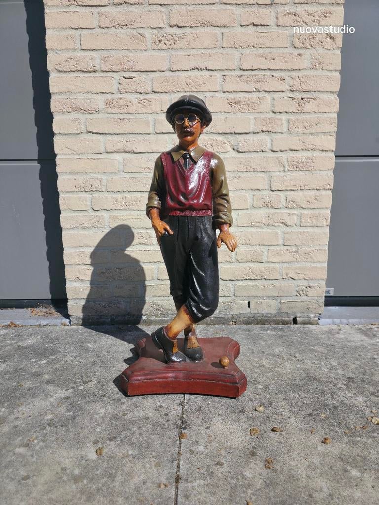 Vintage decoratieve golfer beeld met bril groot beeld, Ophalen of Verzenden