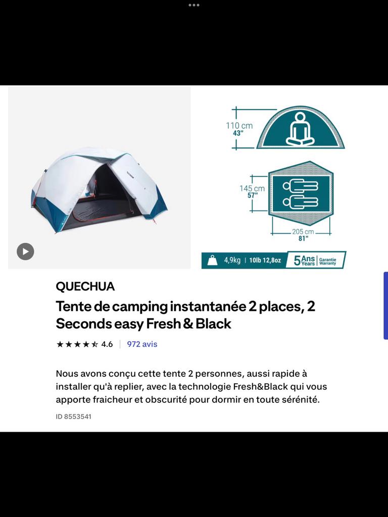 Quechua-tent, Ophalen, Zo goed als nieuw