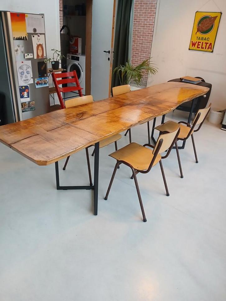 Eiken + metalen frame, Huis en Inrichting, Tafels | Eettafels, Ophalen