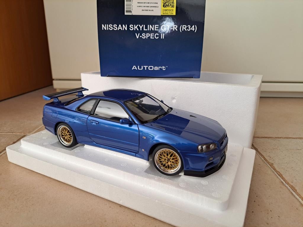 Nissan Skyline R34 BBS edition Bayside Blue AUTOART 1/18, Enlèvement ou Envoi, Neuf, Voiture, Autoart