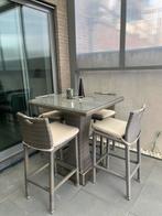 Wicker bartafel set met 4 krukken + koelbak (tuinset), Tuin en Terras, Ophalen, Zo goed als nieuw, Wicker, Tuinset