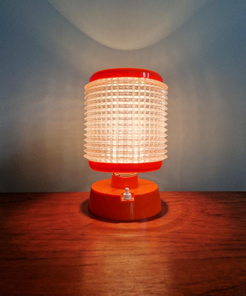 Vintage oranje plastic tafellamp, jaren 60, Antiek en Kunst, Antiek | Verlichting, Ophalen of Verzenden