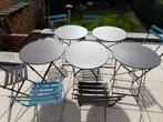 Fermob bistro set – 5 tafels 60cm+ 6 klapstoelen – Topstaat, Huis en Inrichting, Ophalen, Zo goed als nieuw