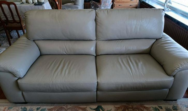 Lederen salon grijs, Huis en Inrichting, Zetels | Zetels, Zo goed als nieuw, Ophalen