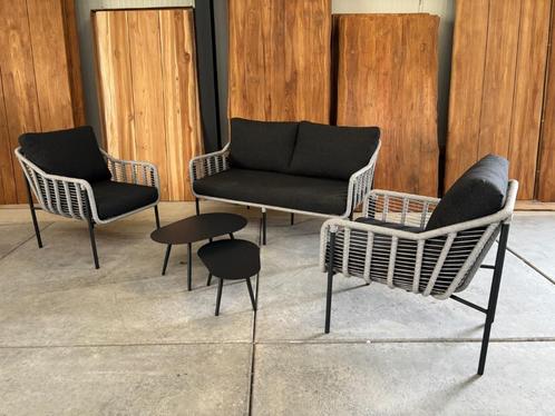 Colton loungeset lichtgrijs rope, Tuin en Terras, Tuinsets en Loungesets, Nieuw, Loungeset, Aluminium, 4 zitplaatsen, Bank, Bijzettafel
