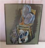 Mooi Aquarel 'Stoelen Maskers Schoenen en Degens' - E.D., Antiek en Kunst, Ophalen of Verzenden