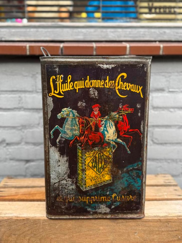 YACCO groot oud olie blik, Verzamelen, Merken en Reclamevoorwerpen, Gebruikt, Verpakking, Ophalen of Verzenden