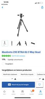Manfrotto 290 XTRA Kit 3 Way Head, Audio, Tv en Foto, Fotografie | Statieven en Balhoofden, Nieuw, Ophalen of Verzenden