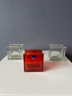 3 vaasjes in kubus form, Huis en Inrichting, Glas, Zo goed als nieuw, Ophalen