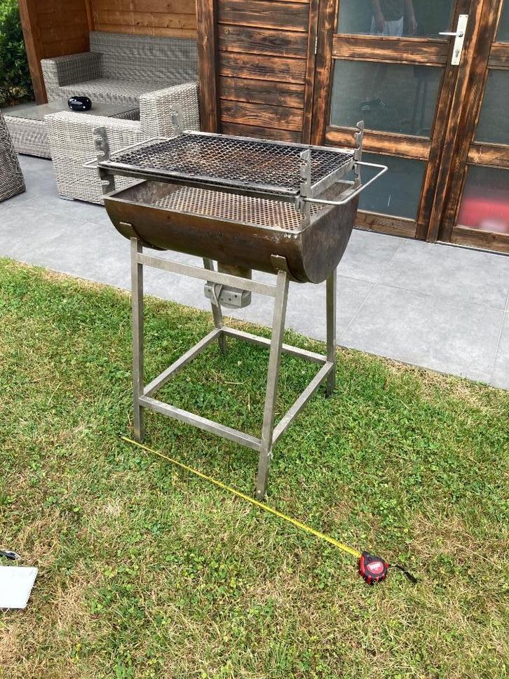 BBQ inox regelbare hoogte, Tuin en Terras, Houtskoolbarbecues, Gebruikt, Ophalen