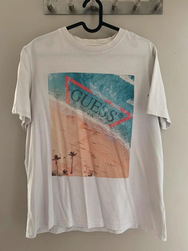 Witte t shirt guess, Kleding | Heren, T-shirts, Zo goed als nieuw, Maat 46 (S) of kleiner, Wit, Ophalen of Verzenden