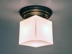 plafondlamp art deco kubus, Verzenden, Gebruikt, Glas, ART DECO