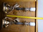 Paar Art Deco kandelaarlampen – verzilverd met kristal, Antiek en Kunst, Ophalen, Kristal
