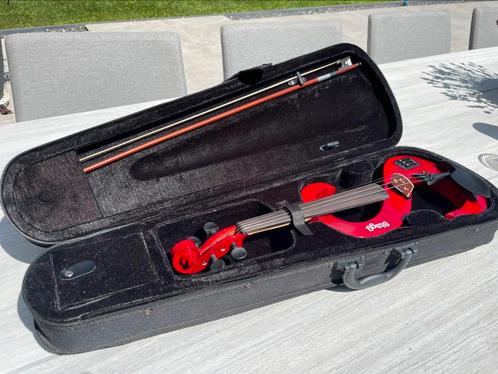 Stagg Elektrische Viool Metallic Rood, Muziek en Instrumenten, Strijkinstrumenten | Violen en Altviolen, Zo goed als nieuw, Viool