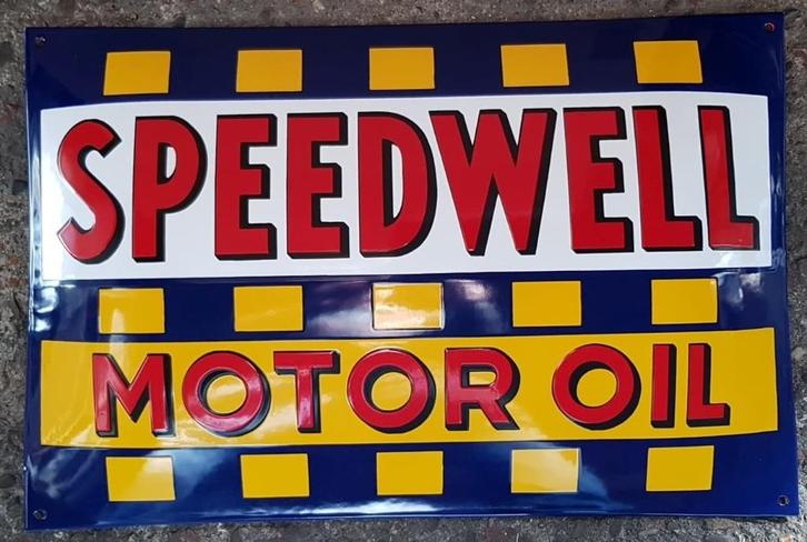 Speedwell motor oil emaillen reclame bord mancave garage, Verzamelen, Merken en Reclamevoorwerpen, Zo goed als nieuw, Reclamebord