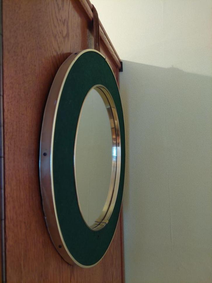 Vintage ronde spiegel - 70-ies, Huis en Inrichting, Woonaccessoires | Spiegels, Gebruikt, Minder dan 50 cm, Minder dan 100 cm