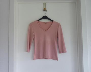 Roze dunne trui shirt met 3/4 mouwen van Divided Maat 36