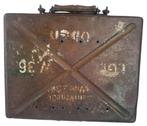 duitse ww2 5 cm granaat werper camouflage mun box met datum, Ophalen of Verzenden
