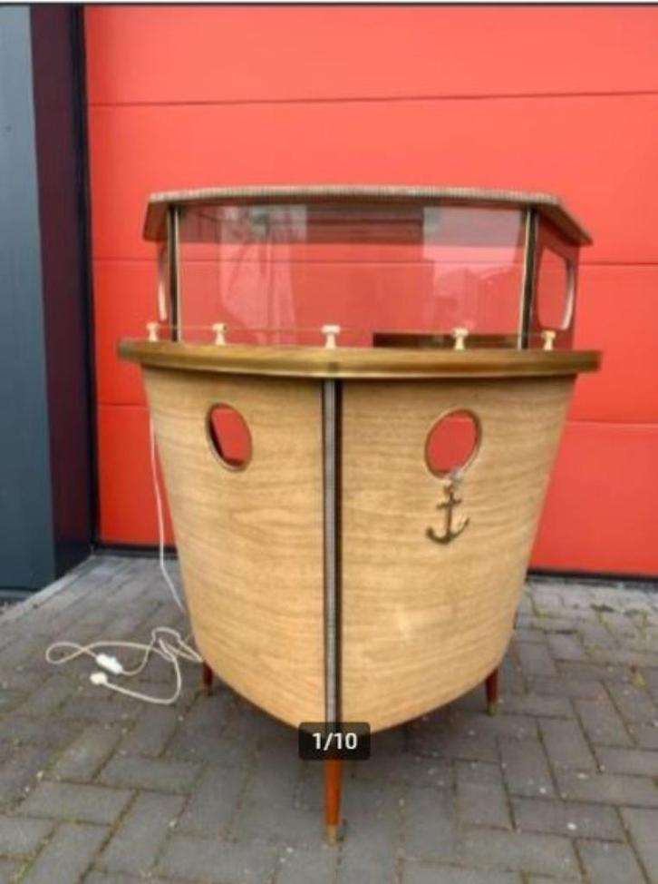 vintage huisbar Barget of Londen scheepsboeg 50-60er, Huis en Inrichting, Woonaccessoires | Overige, Zo goed als nieuw, Ophalen