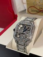 Cartier Skeleton iced out moissanite, Handtassen en Accessoires, Horloges | Dames, Overige merken, Staal, Staal, Polshorloge