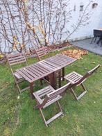 Houten Klaptafel met klapstoelen, Tuin en Terras, Ophalen