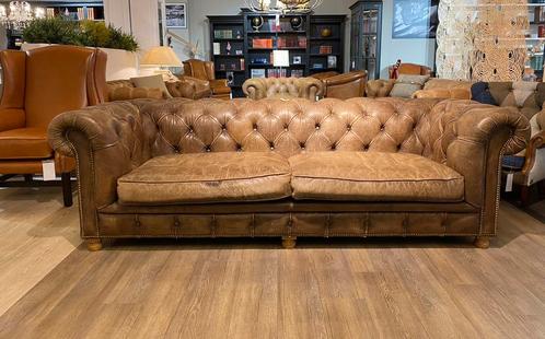Gave XL Chesterfield 3,5 Zits zetel Vintage Tabacco bruin, Antiek en Kunst, Antiek | Meubels | Stoelen en Sofa's, Ophalen of Verzenden