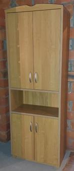 Stevige bureaukast met deuren & legplanken in houtlook, Huis en Inrichting, Kasten | Boekenkasten, Ophalen, 200 cm of meer, 50 tot 100 cm