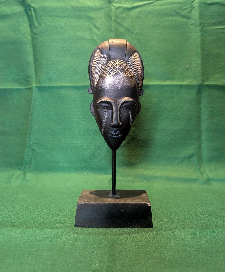 Golden Tribal Art sculptuur van vrouwelijk hoofd, Antiek en Kunst, Curiosa en Brocante, Ophalen of Verzenden