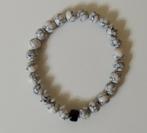 Witte gemarmerde armband met natuurlijke parels., Handtassen en Accessoires, Armbanden, Ophalen, Nieuw, Wit, Overige materialen
