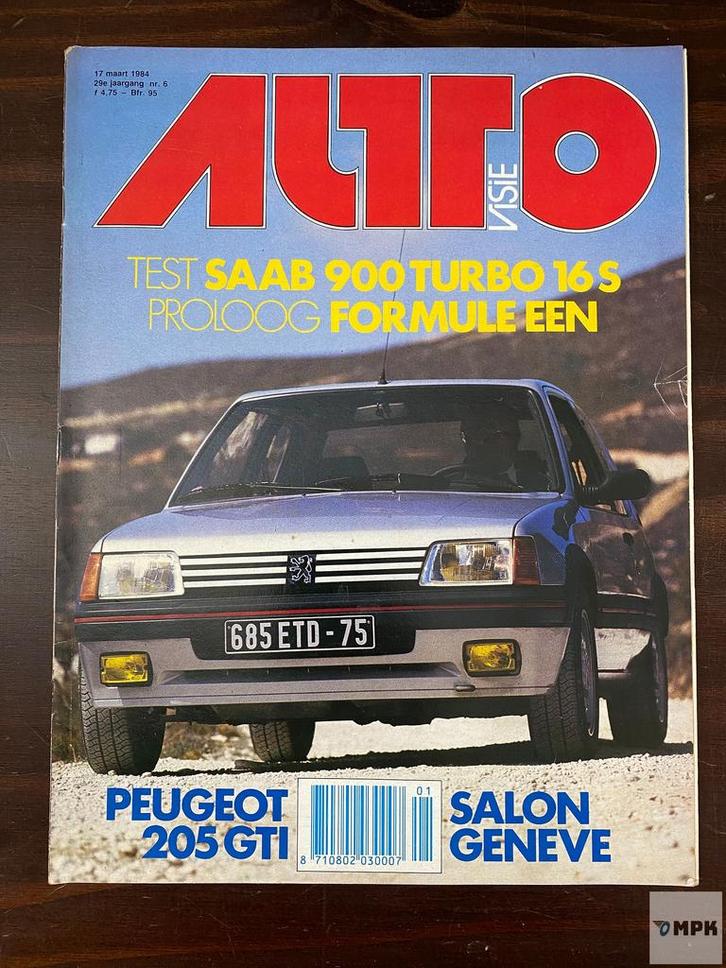Magazine Autovisie Saab 900 Turbo 16S Peugeot 205 GTI 1984, Boeken, Auto's | Folders en Tijdschriften, Gelezen, Ophalen of Verzenden