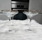 4 sierlijke, vintage champagne coupes met gouden randje, Ophalen of Verzenden, Zo goed als nieuw