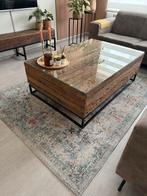 Salontafel(hout) en glas samen, Huis en Inrichting, Ophalen, Glas