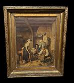 Antiek genreschilderij.BIJ DE SCHOENMAKER., Antiek en Kunst, Ophalen of Verzenden