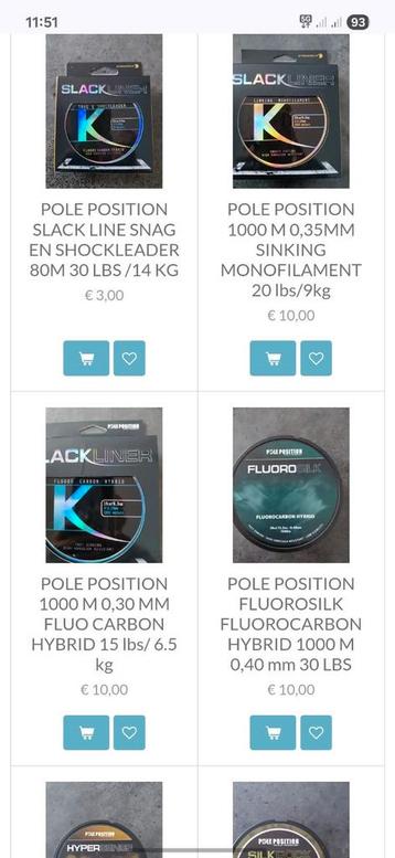 Nylon en gevlochten lijn pol position,  c tec, ... beschikbaar voor biedingen