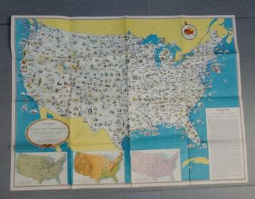 Poster états unis d’ameriques vintage map beschikbaar voor biedingen