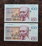 2 OPEENVOLGEND  100 Fr. 1989-1992 Beyaert.      FDC, Postzegels en Munten, Bankbiljetten | België, Ophalen of Verzenden, Los biljet