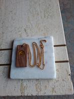 Goud in hout plus ketting totaal gewicht 12,6 gram, Enlèvement ou Envoi, Or, Or
