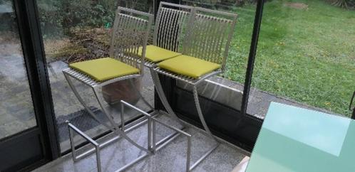 3 handgemaakte duitse design Barkrukken van Meyer Stahlmöbel, Huis en Inrichting, Barkrukken, Zo goed als nieuw, 60 tot 90 cm