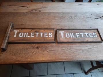 ENSEIGNE / panneau  en bois Toilettes
