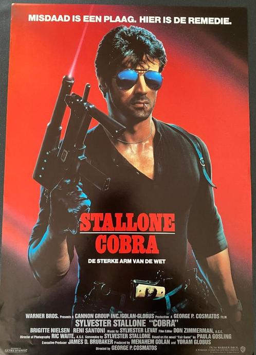 Filmaffiche COBRA Sylvester Stallone 1986, Verzamelen, Film en Tv, Zo goed als nieuw, Film, Poster, Ophalen of Verzenden