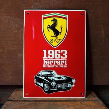 Emaille Schild FERRARI Rood Reclamebord Vintage Plaque 1963 beschikbaar voor biedingen