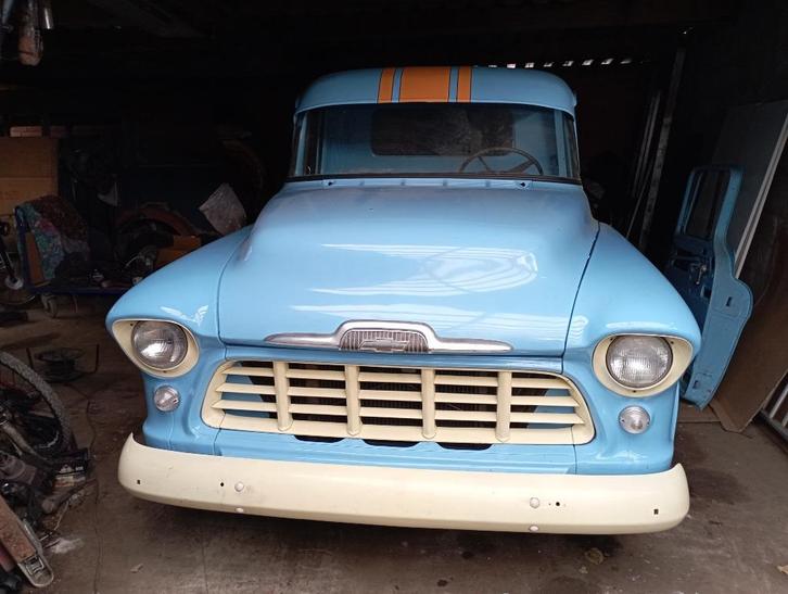 CHEVROLET STEP SIDE PICK UP 1956, Auto's, Oldtimers, Particulier, Chevrolet, Benzine, Overige carrosserie, 2 deurs, Automaat, Blauw